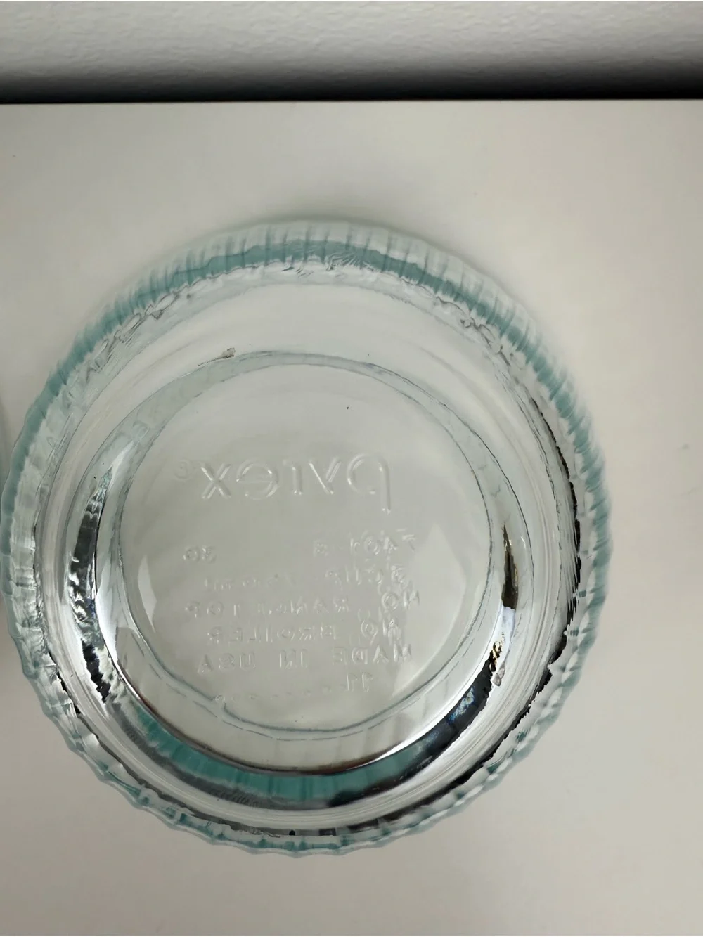 Pyrex Aqua Tint Ribbed Glass Mixing Bowls Set of 2